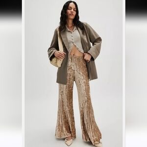 Free People Star Sign Velvet Flare Pants Size Medium Champagne